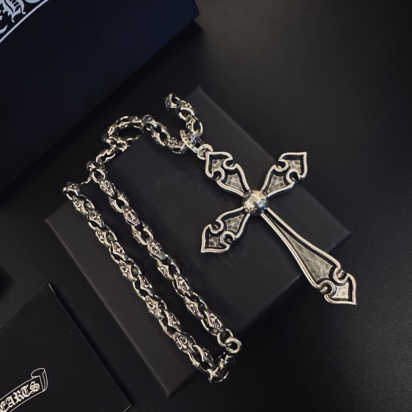 Chrome Hearts Silver Cross Pendant Necklace